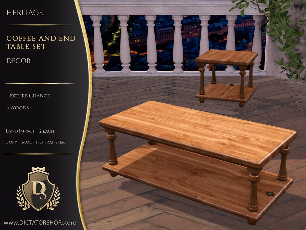 Heritage - Table Set Coffee and End DECOR